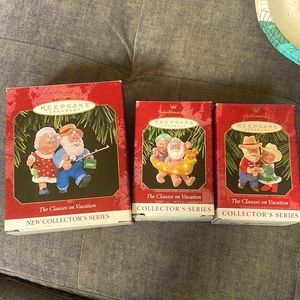 The Clauses on Vacation set of 3 ornaments